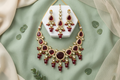 The Royal Maroon Monalisa Kundan Set – Necklace, Earrings & Maang Tikka