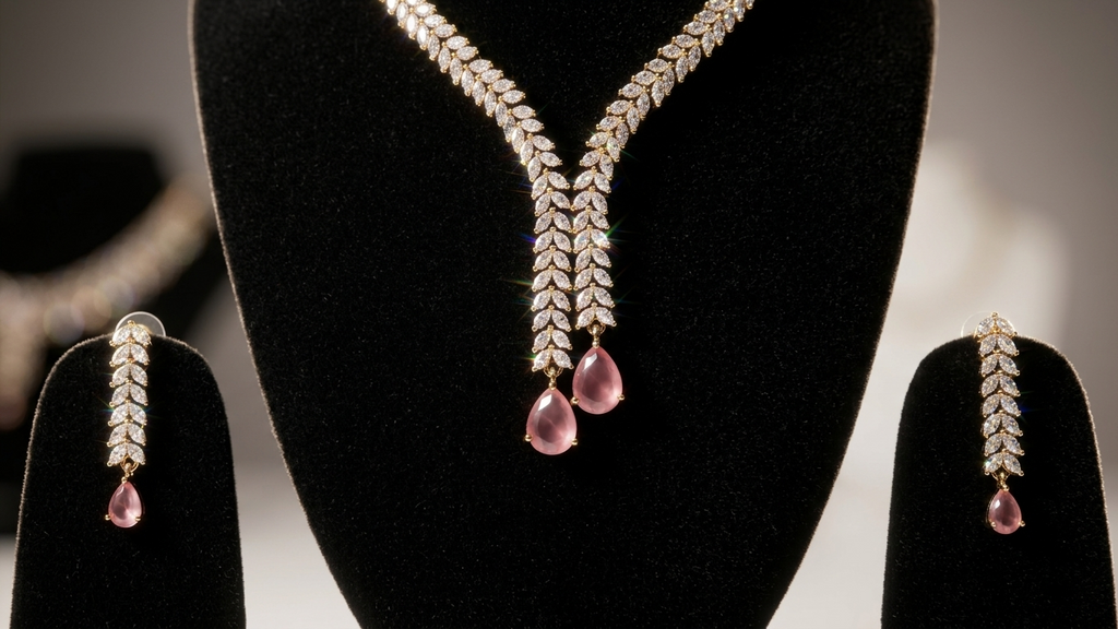 Signature Floral-Leaf AD Necklace and Drop Earrings
