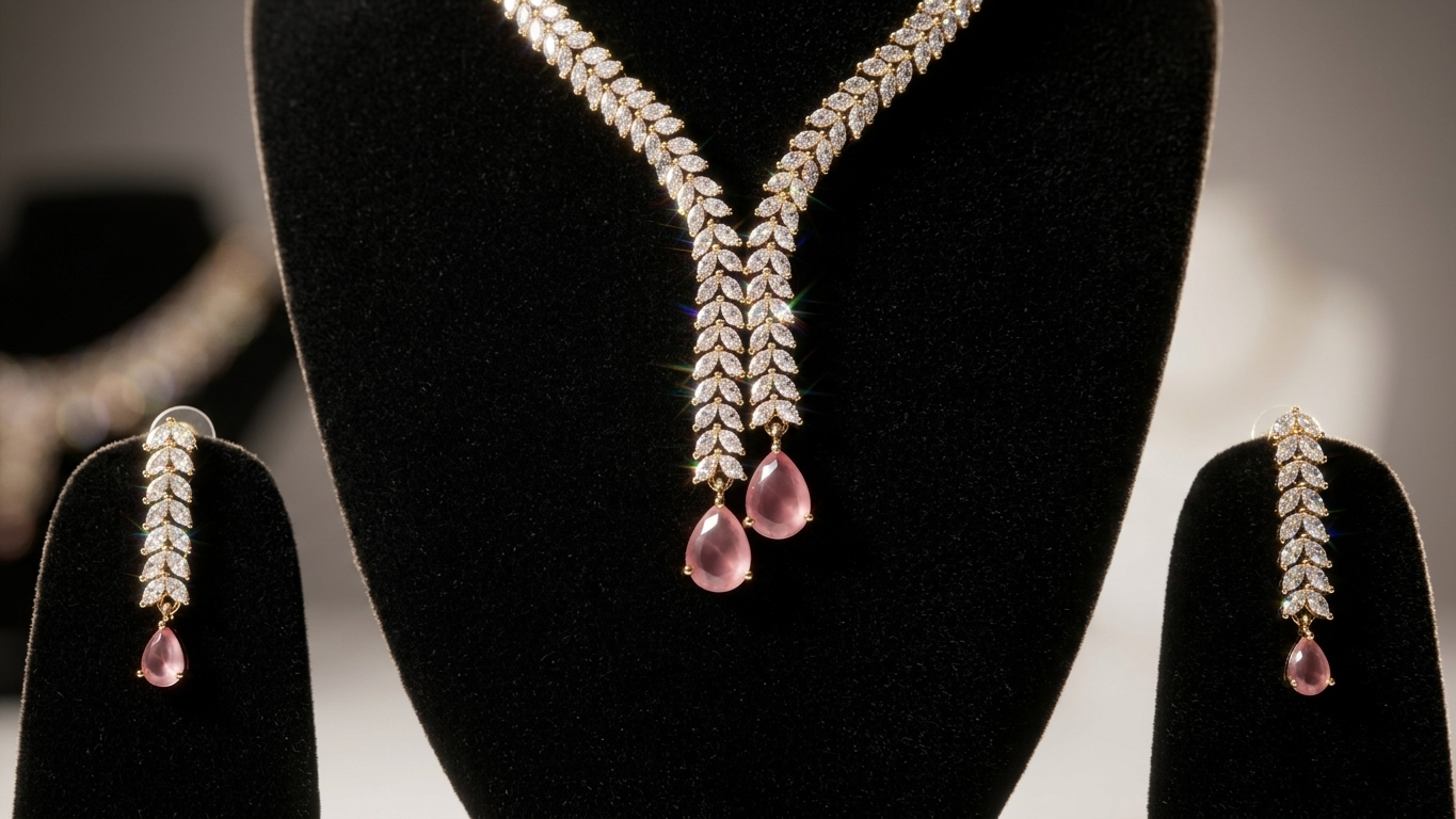 Signature Floral-Leaf AD Necklace and Drop Earrings
