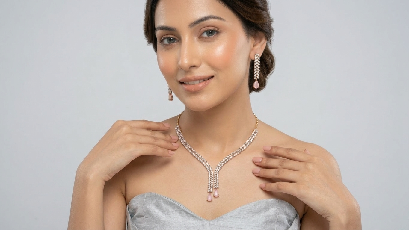 Signature Floral-Leaf AD Necklace and Drop Earrings