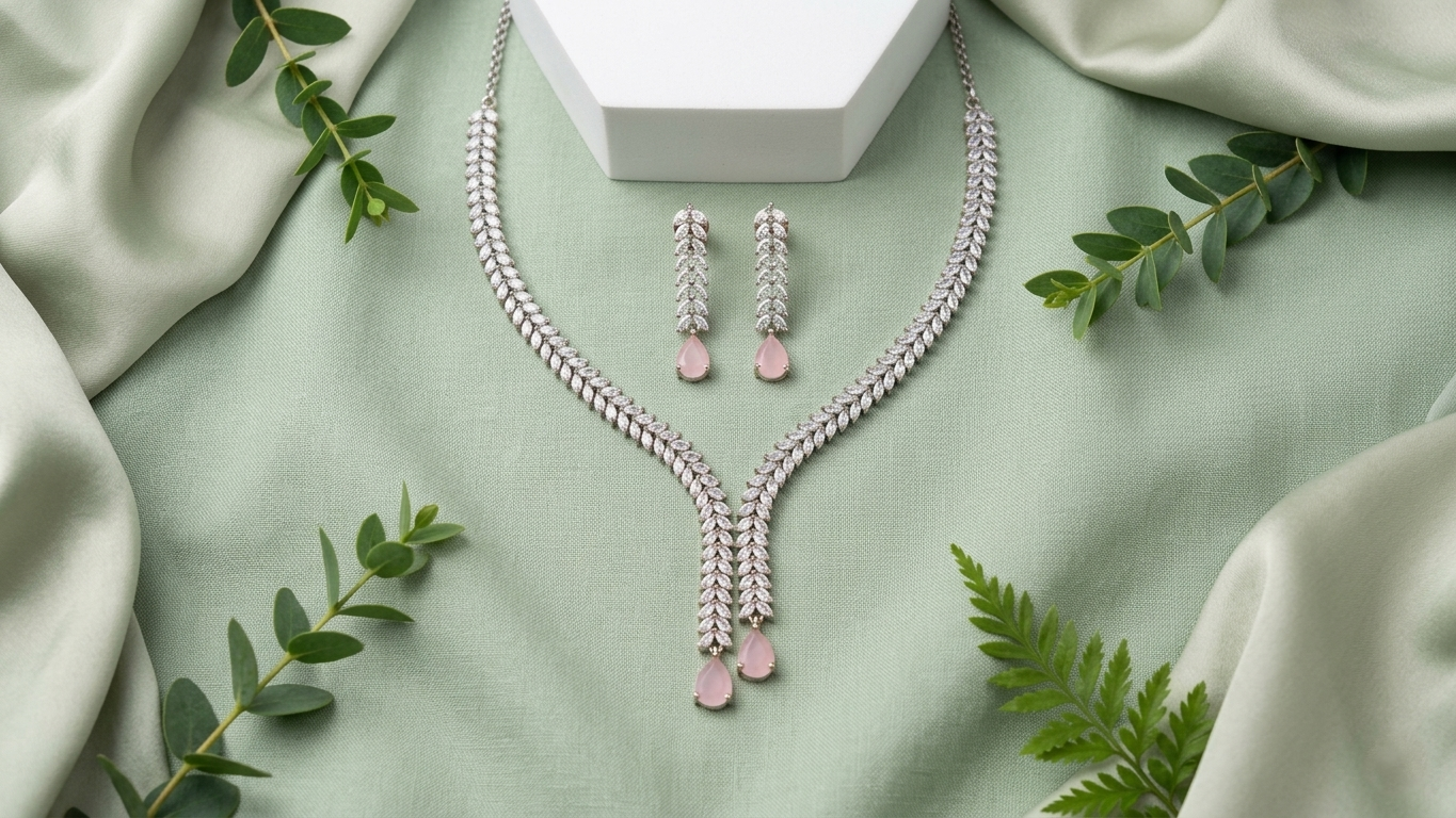 Signature Floral-Leaf AD Necklace and Drop Earrings